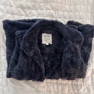 Dylan Plush Faux Fur Vest - Charcoal